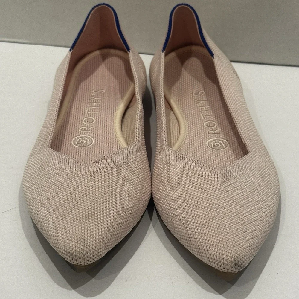 Rothy's‎ The Point Ballet Flats Shoes Light Pink Tortoise Shell Outsole US 7.5